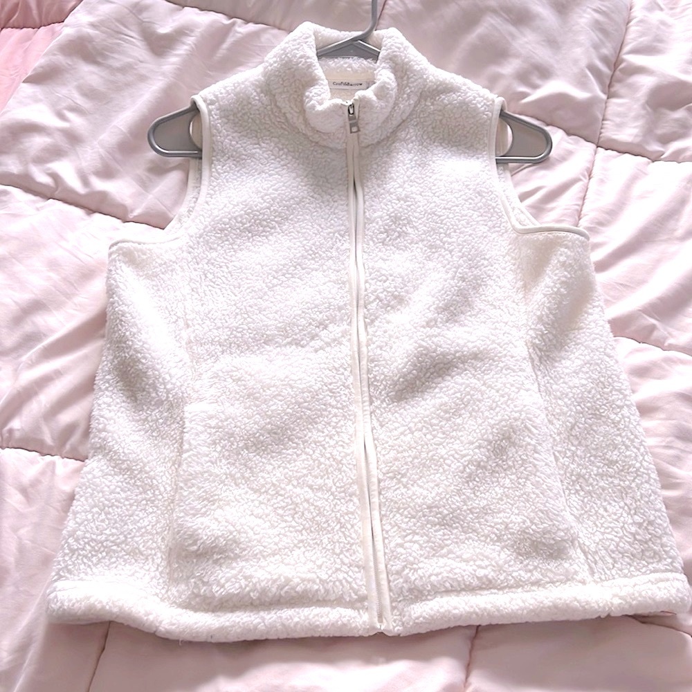 Croft borrow white sweater petite small fleece vest women’s sweater front zip
